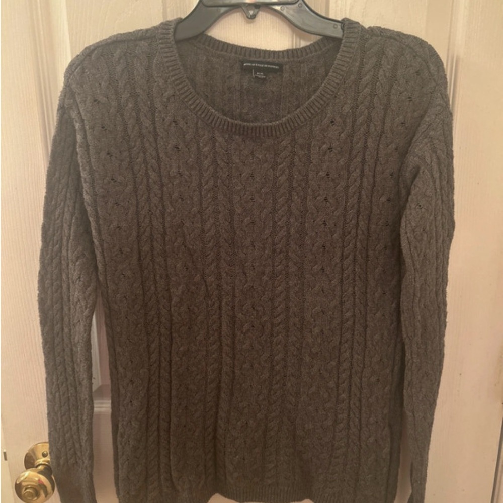 American Eagle Outfitters Dark Gray Cable Knit Sweater